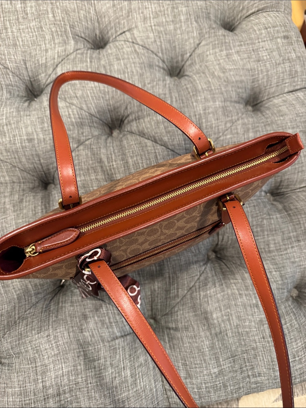 Coach Bag Taylor Brown Signature Coated Canvas Tote with Leather Trim - Picture 10 of 17